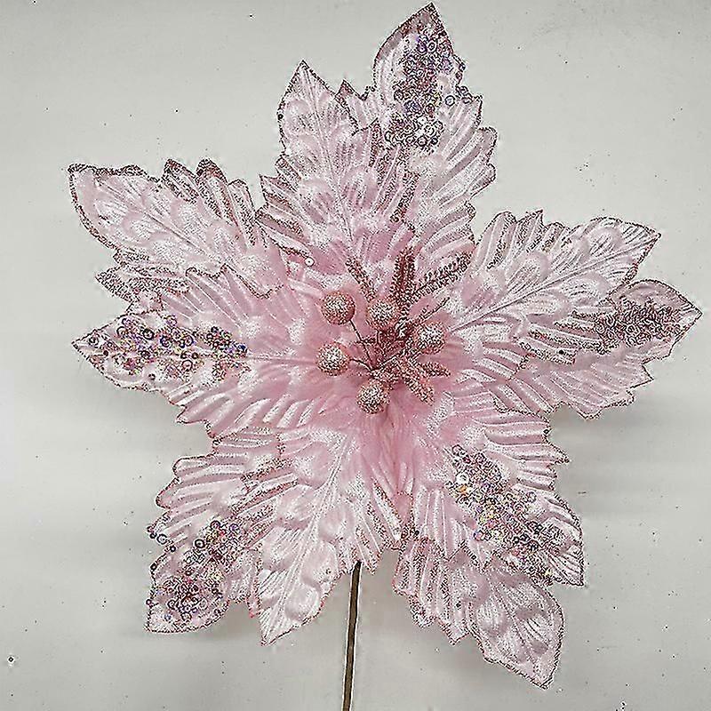 Pink Christmas flower Christmas tree decoration pendant Christmas wreath rattan Christmas decoration flower arrangement pink 140CM