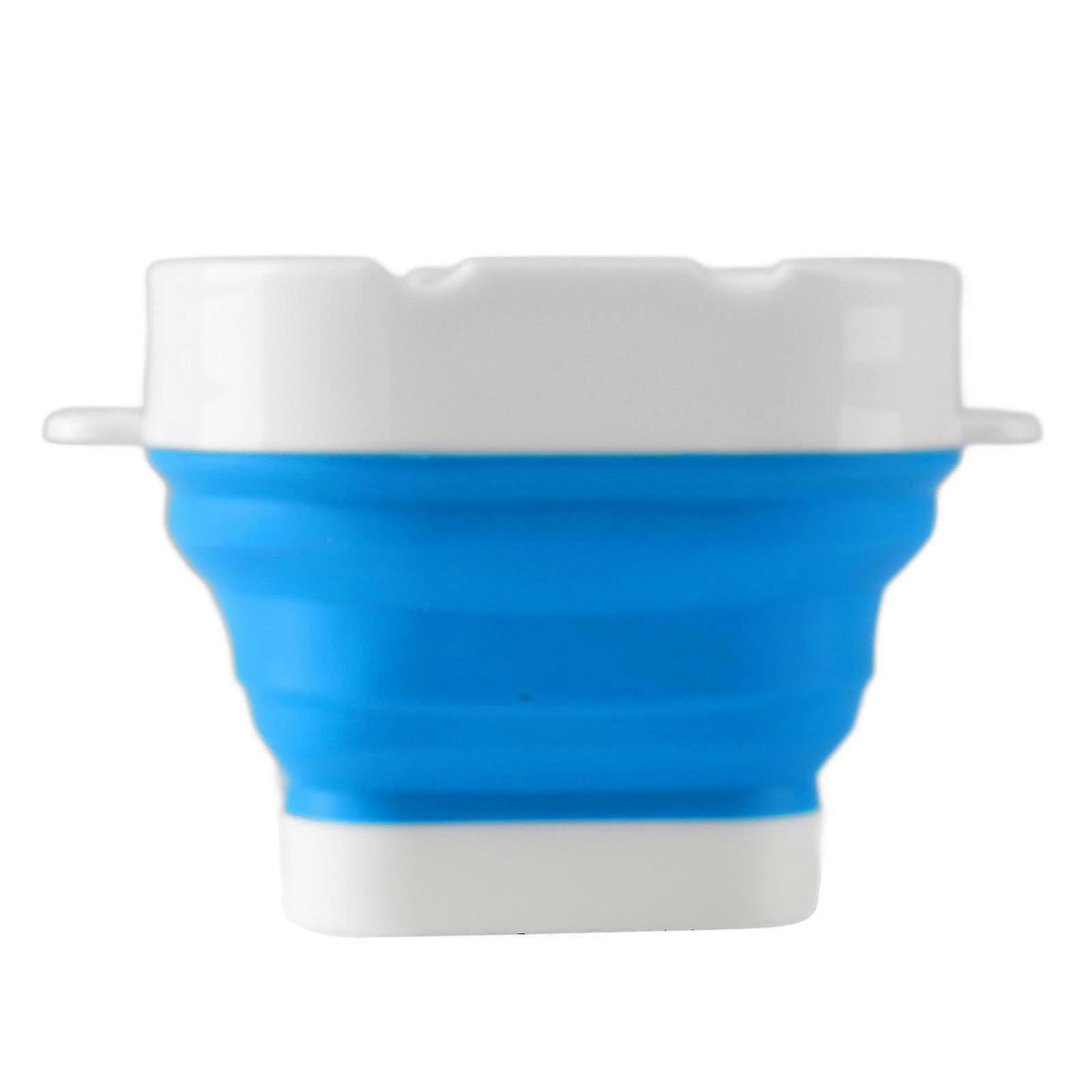 Collapsible Paint Brush Washer Professional Thickened Bottom Silicone Paint Brush Bucket for Beginners with Scrubbing Board Blue