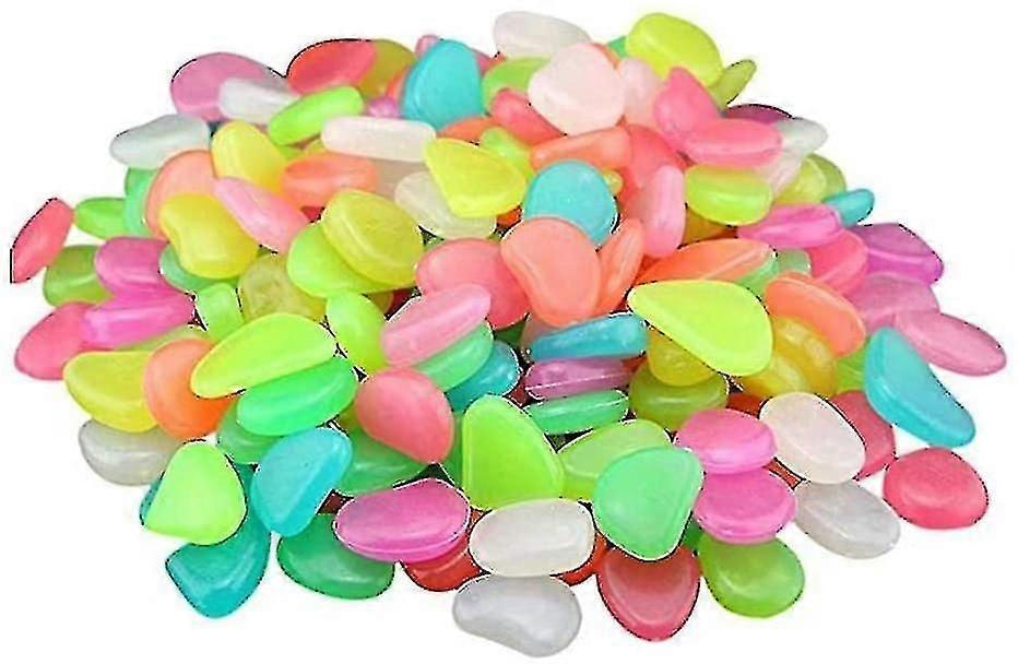 100pcs Colorful Glowing Pebbles Artificial Luminous Stone Resin Luminous Stones (mixed Colors)