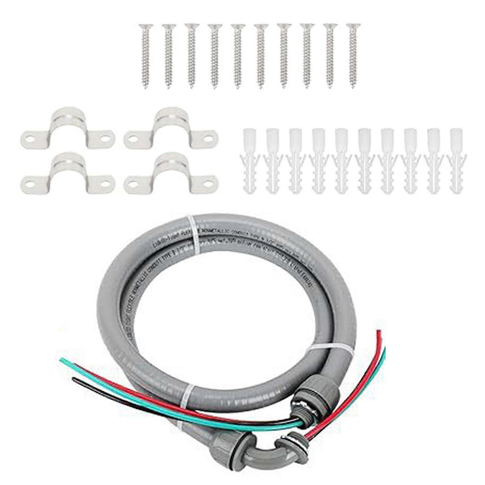 4FT Flexible Electrical Conduit 10 Gauge Wire with Ground Nonmetallic Liquid Tight Whip Assembly Easy to Install Multicolor