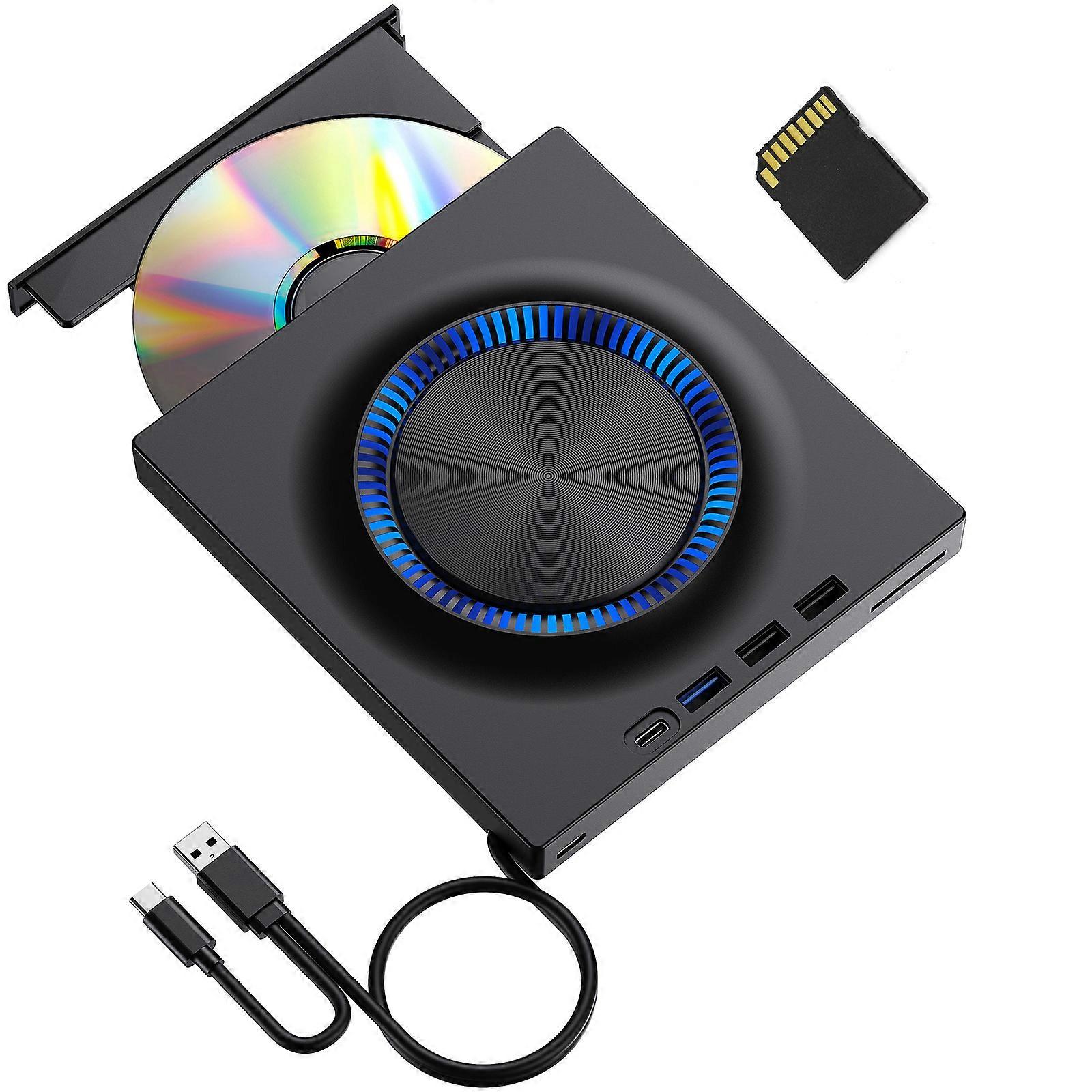 Compactly External Dvds Drive With Multiple Device Compatibility for USB Flash Cards Reader for Laptop PC Data Backup Multicolor