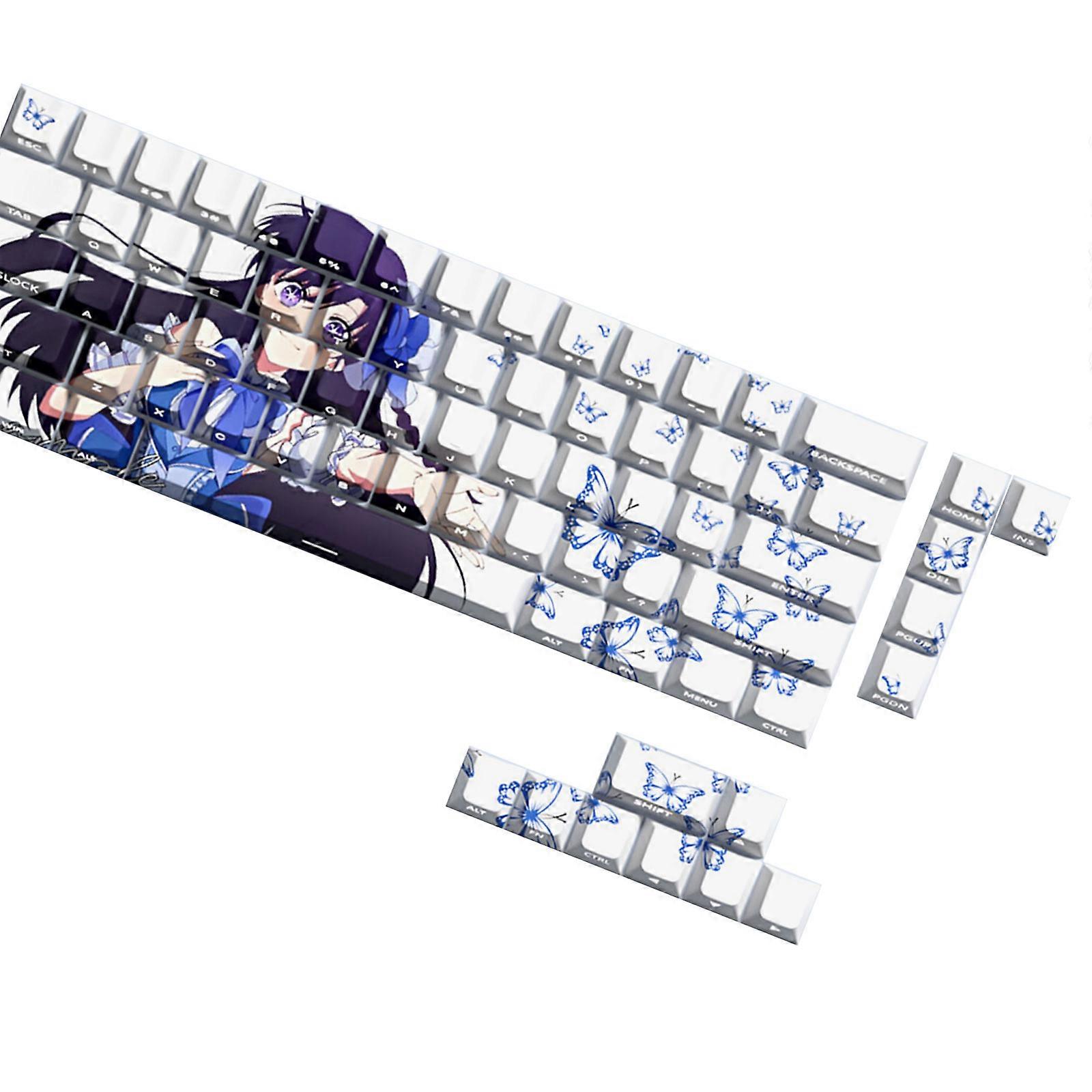 74 Keys Anime Keycaps PBT Side Printed Backlit Cartoon Gaming Key Caps Keycaps Keycap for 61 67 68 Keyboards Multicolor