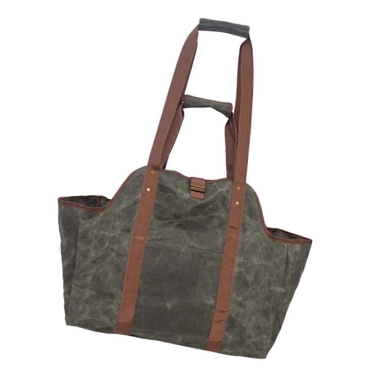 Canvas Logging Bag For Firewood Storage Tote, Fire Pit Woodpile Rack Organizer, Durable Cotton Canvas