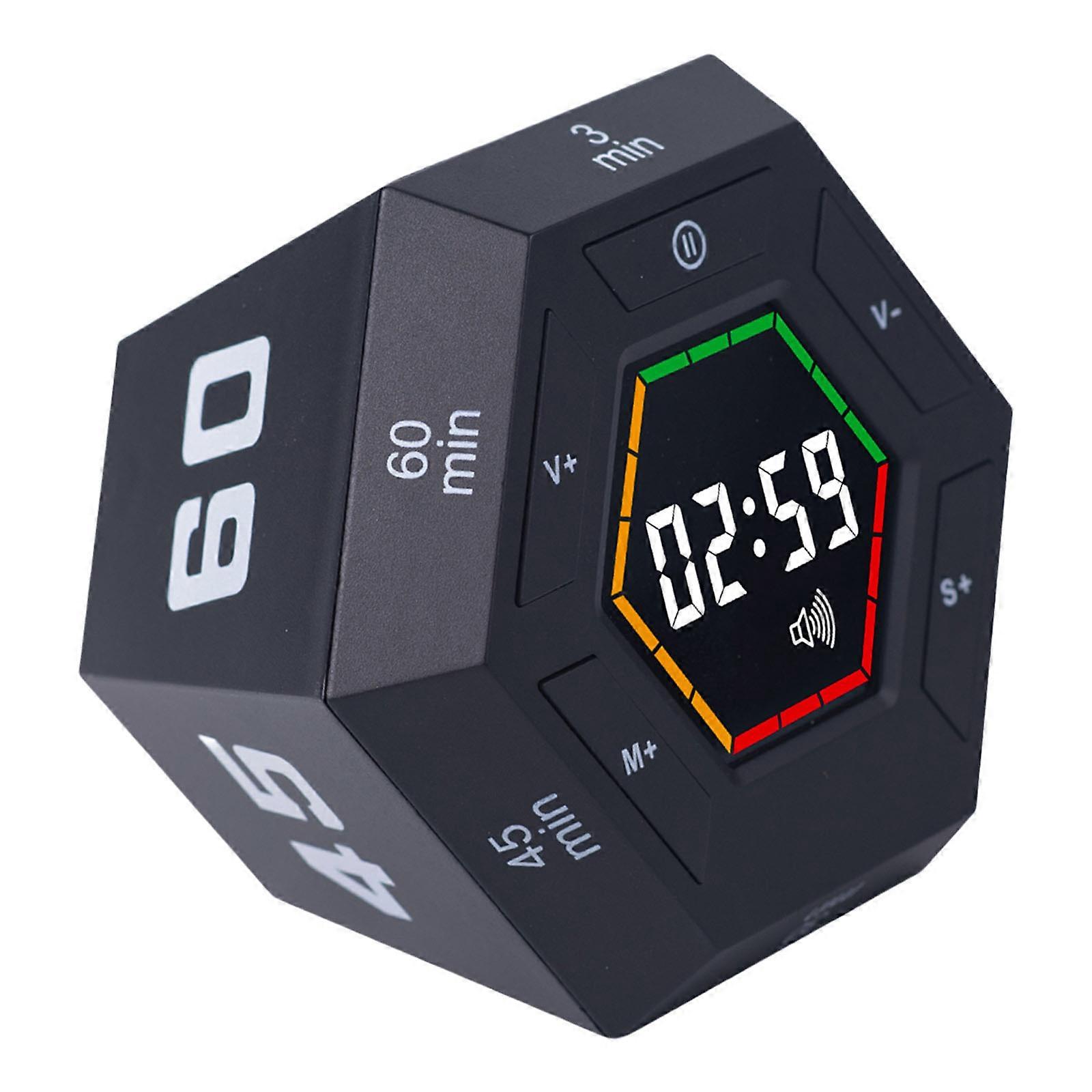 Plastic LED Display Digital Timer For Classroom Learning Task Hexagonal Shape Timer Students Time Management Tool  Black