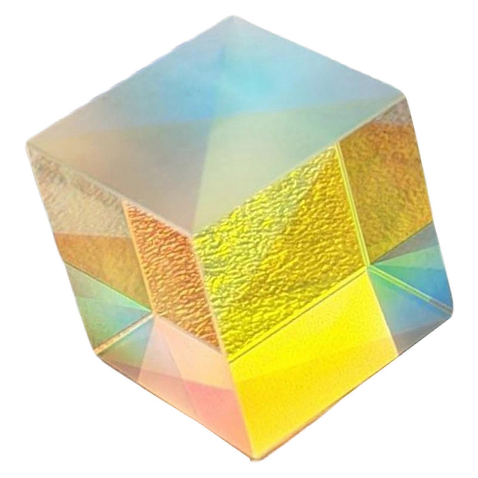 Dichroic X Cubes Glass Prism Light Refractions Cubes Multicolor Prism for Photography Beam Splitting Colorful  Light Display Multicolor