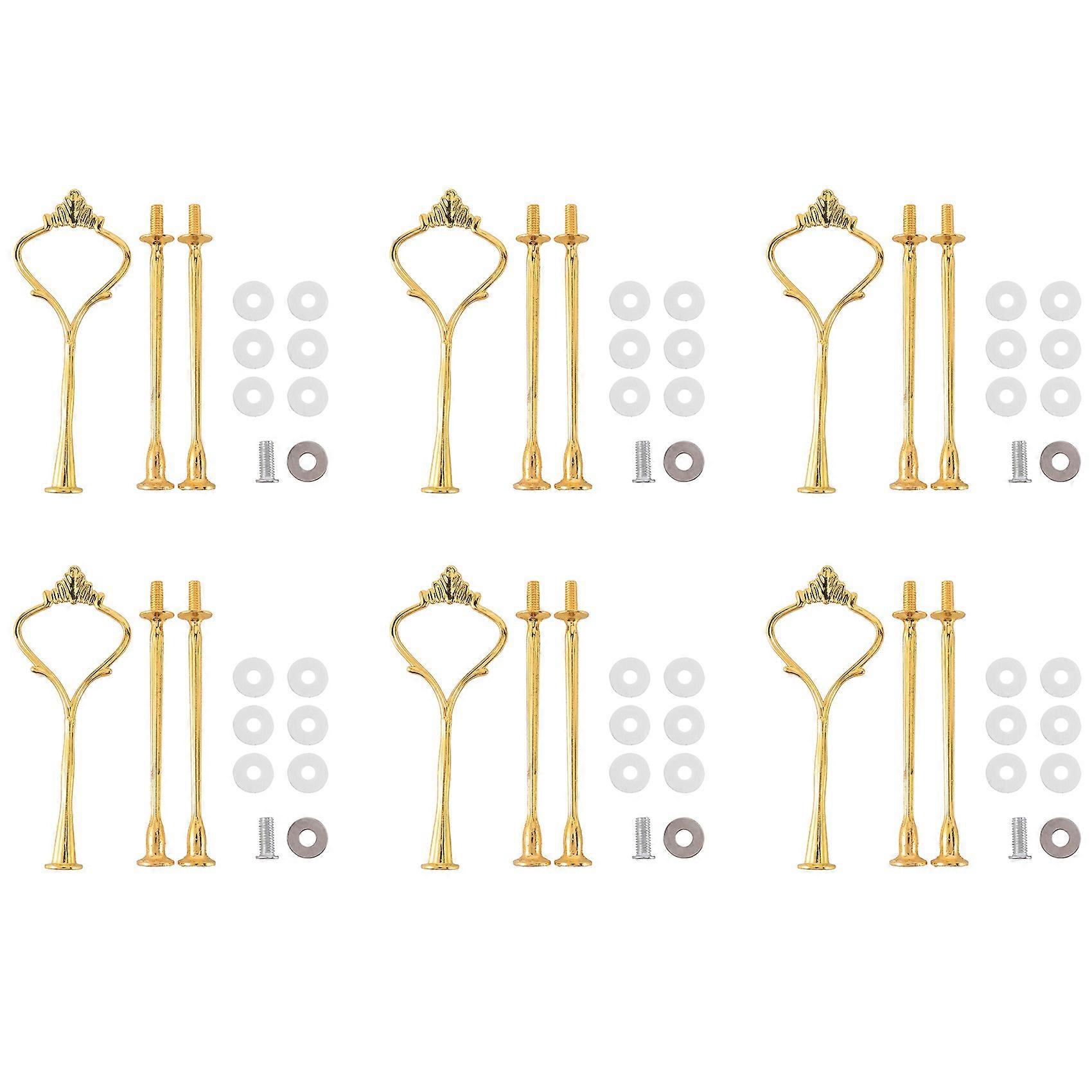6 Set Tray Hardware for Cake Stand 3 Tier Cake Stand Fitting(Gold)