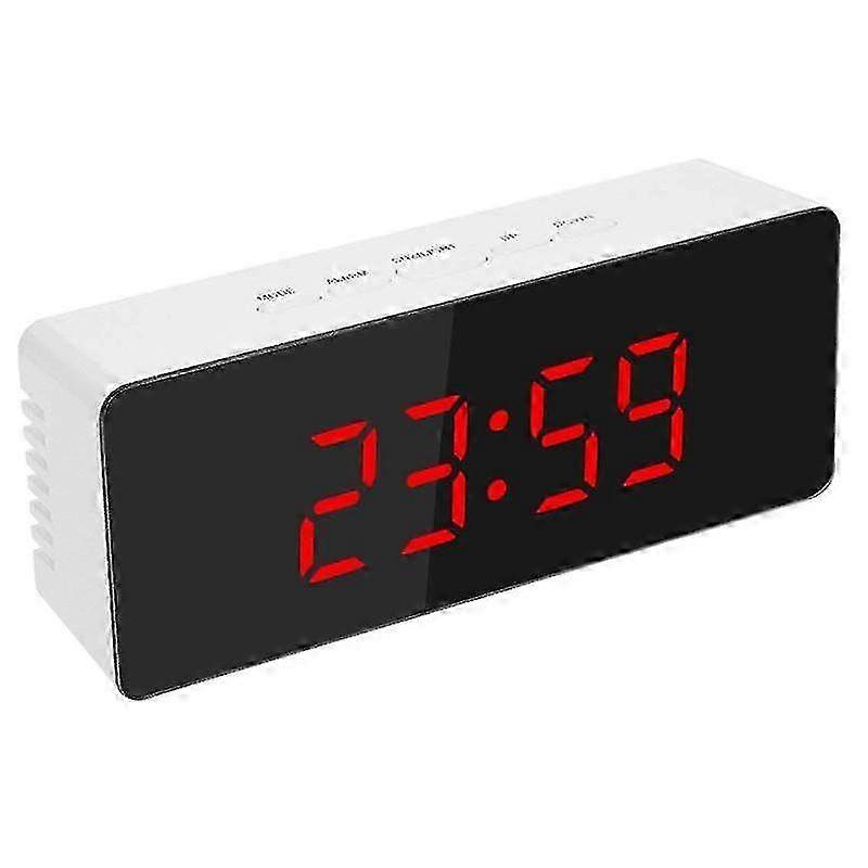 12H/24H USB Charging Digital LED Display Mirror Thermometer Snooze Alarm Clock