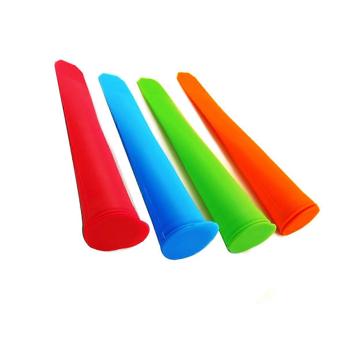 Sada 4 barev silikonových push up nanuků na zmrzlinu, výrobníků ledových forem, forem (červená & zelená & oranžová & nebe-modrá)