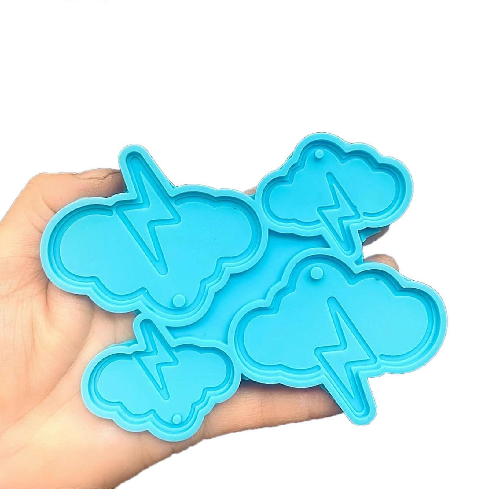 Cartoon Cloud and Flash Silicone Mold Unique Keychains and Pendants Making Moulds for DIY & Craft Enthusiasts Multicolor
