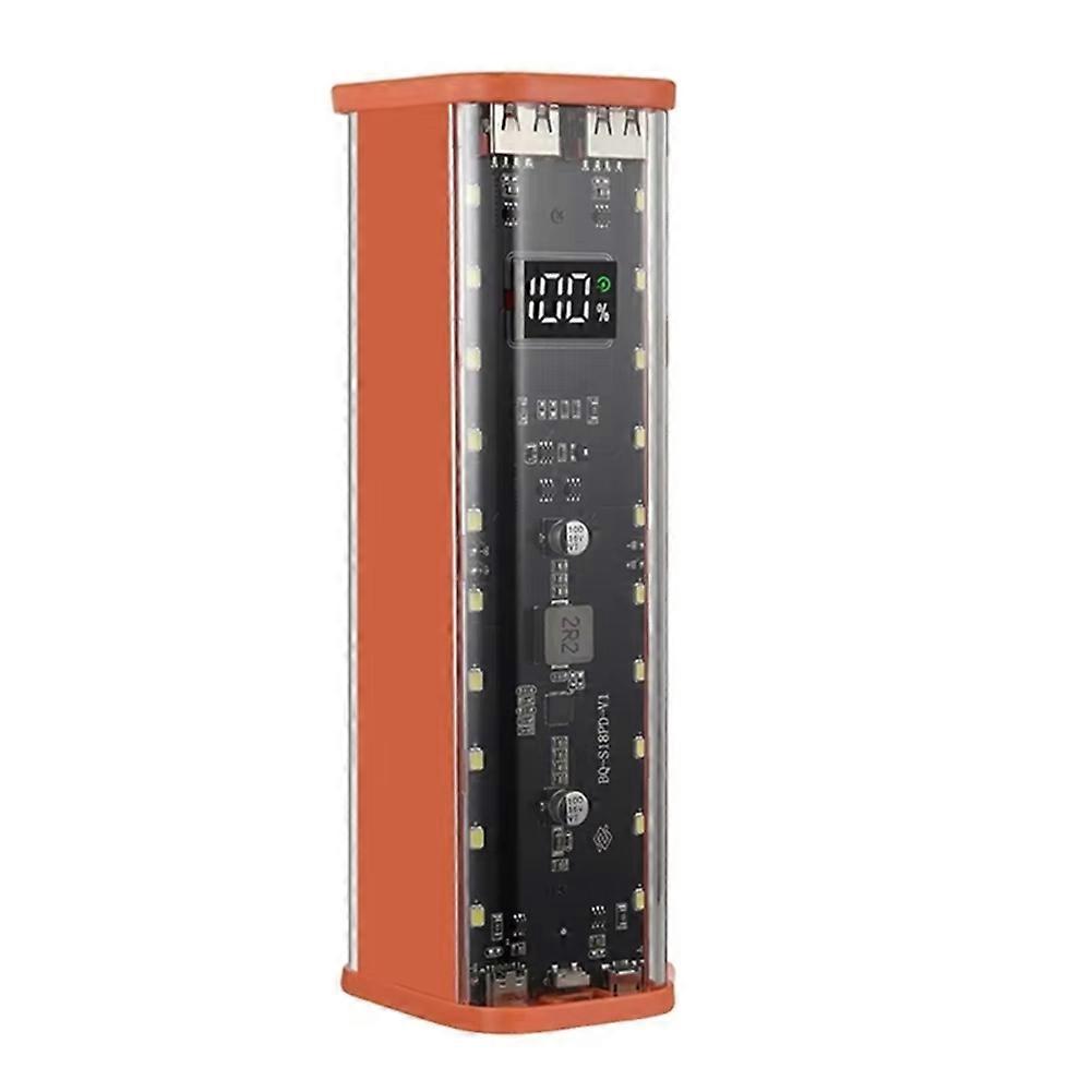 DIY Power Sources Box 18650 Battery Holder 8 Slot,with High Efficiency Charging Digital Display Screen Orange
