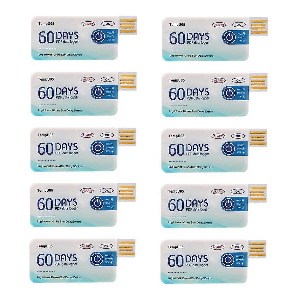 10 Pcs/Lot TempU05 Temperature Data Logger Single Use 60 Days PDF Report USB Port Data USB Data Logger