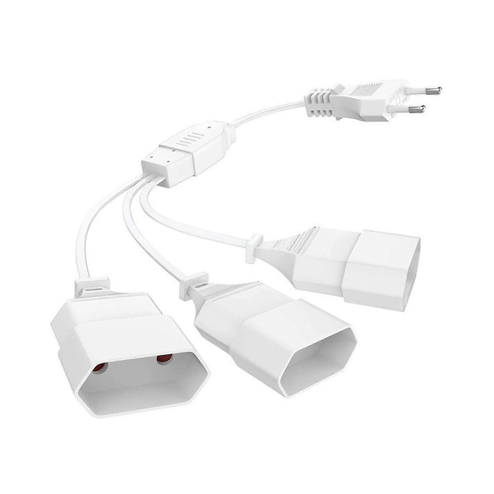 3 Way Power Splitters Cable European 2 Prongs Plugs Designs Power Distribution Cable for Simultaneous Device Charging  White