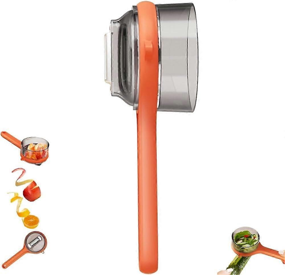 Multi-Function Peeler with Case, Stainless Steel Fruit & Vegetable Peeling Knife, Storage Box Included (Orange)