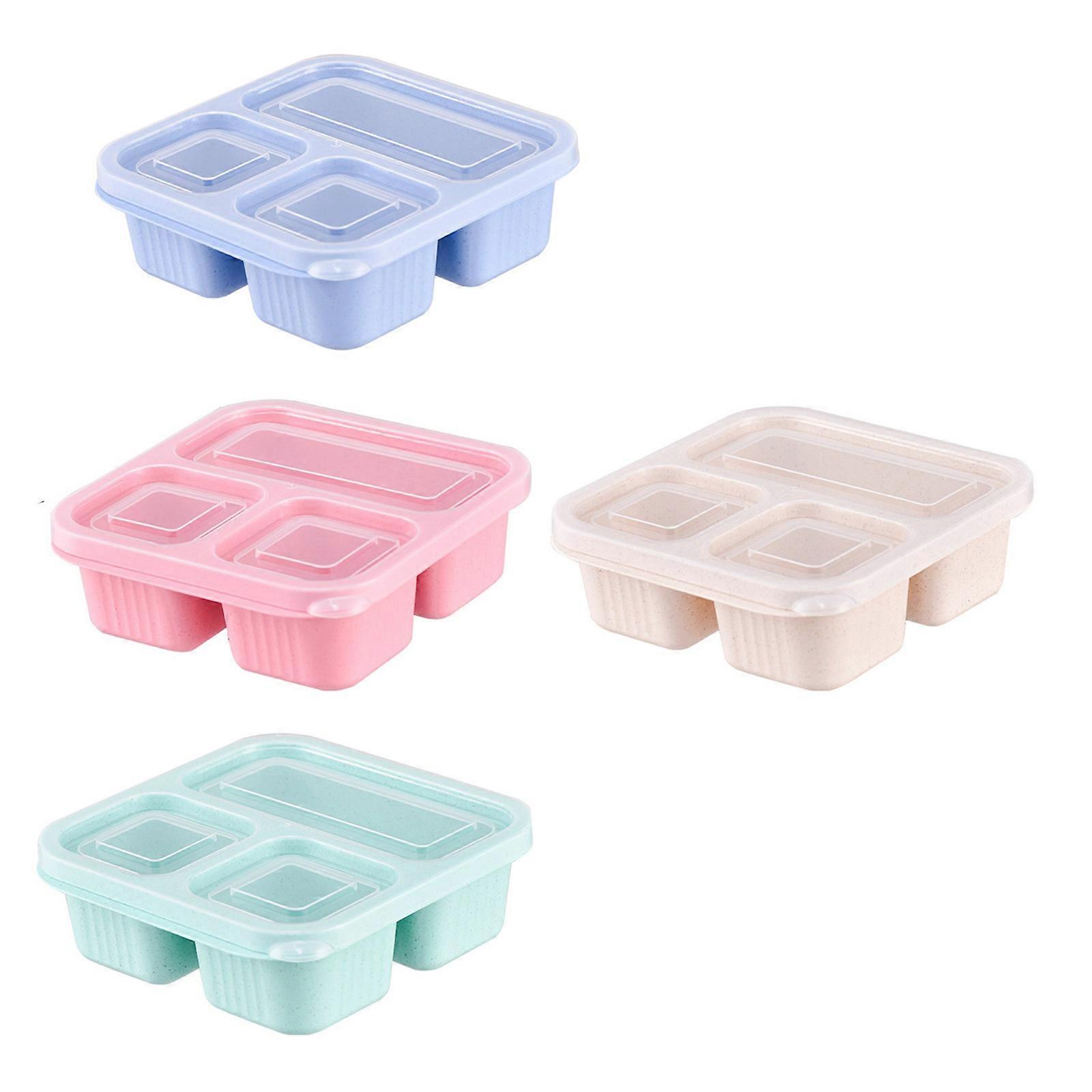 Durable Wheat Straw Lunch Containers Meal Containers 3 Partitions Holder for Balanced Diet Home and Travel Use Multicolor