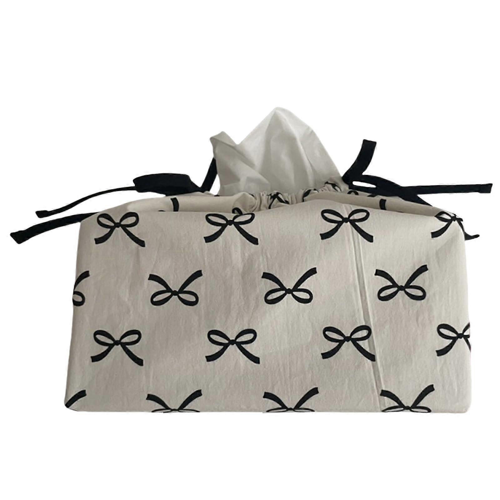 Multipurpose Bowknot Tissue Storage Case With Sturdy Cotton Cover For Home And Office Use Decorative Organizer