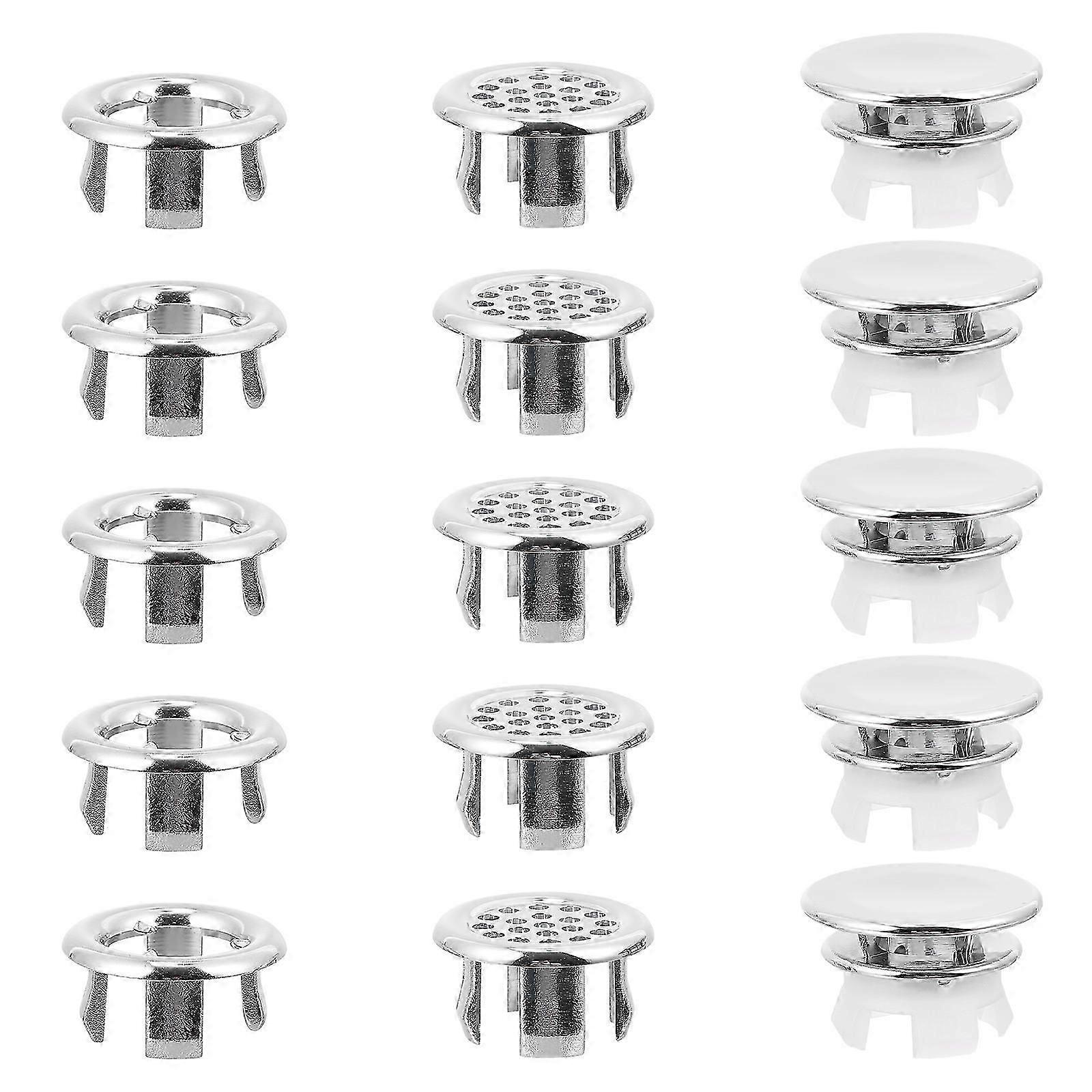 15pcs Bath Sink Overflow Hole Covers Ring Accessories