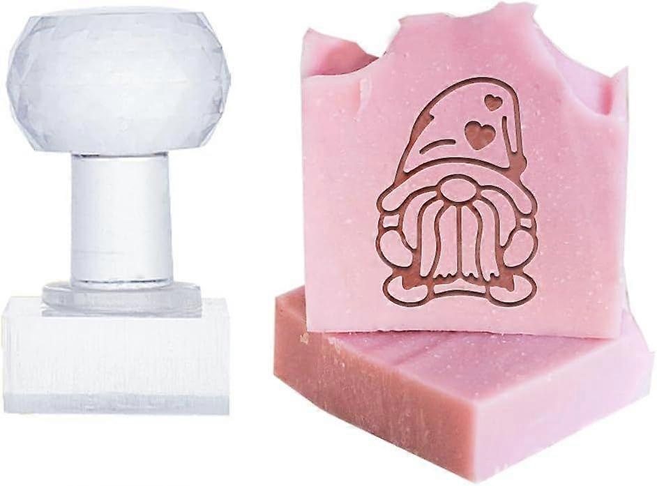 Gnome Soap Stamp - Handmade Soap Embossing Stamp with Handle Transparent Acrylic for DIY Arts Crafts