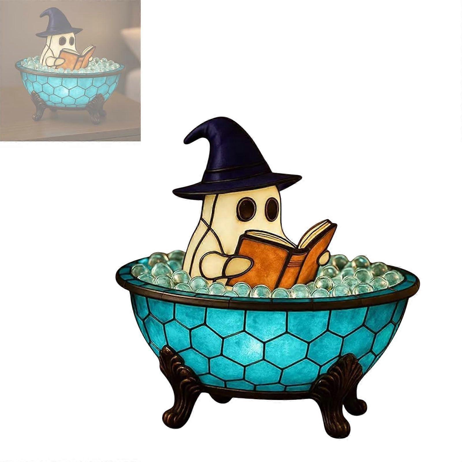 Halloween Ghost Reading Book Lamp Handmade Model B Reading Night Light Table Centerpiece Shelf Fireplace Decor