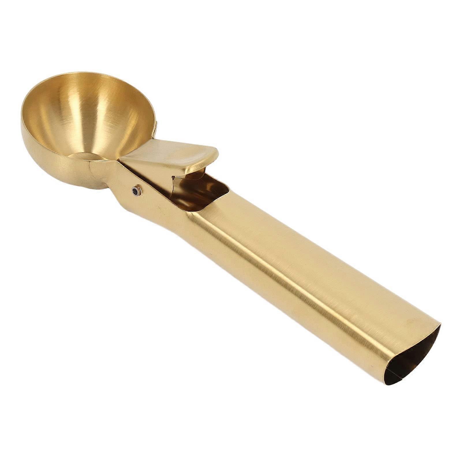 Ice Cream Scoop with Trigger Release Stainless Steel Ergonomic Antifreeze Handle for Gelato Cookie Dough Gold