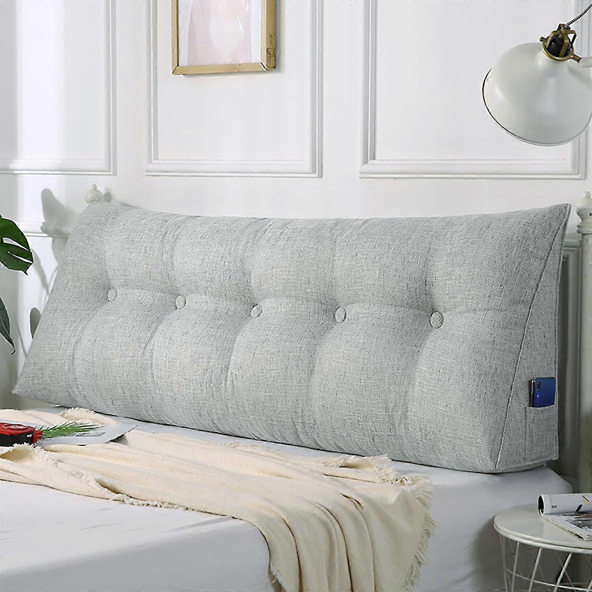 Headboard Pillow For Single And Double Beds Soft Breathable Cotton Linen Triangular Reading Rest Pillow