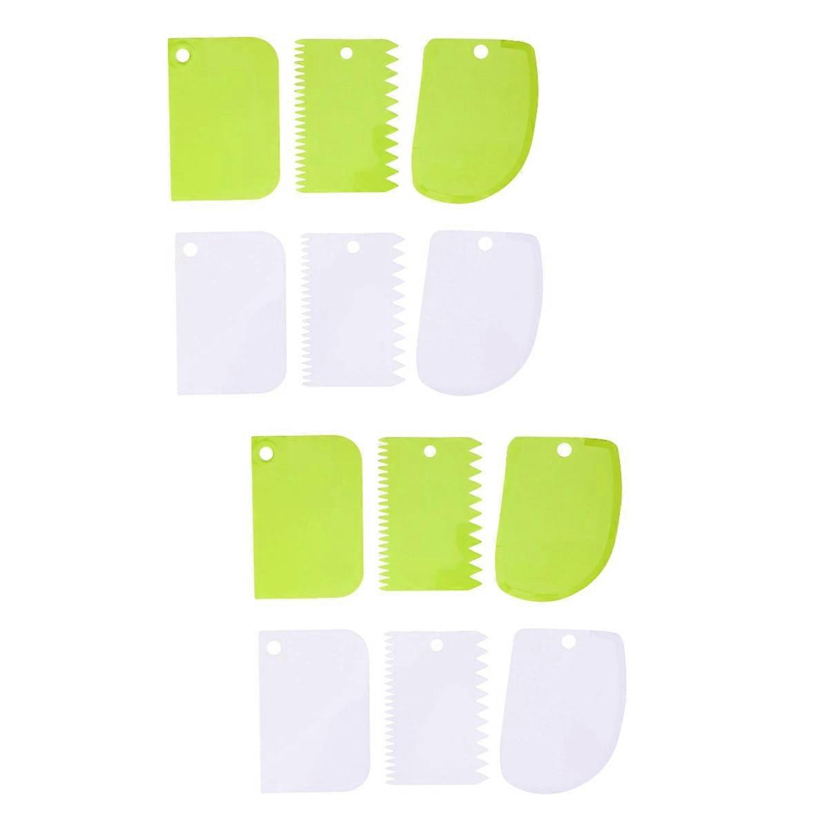 12 Pcs Bench Scraper Silicone Spatula Garnish Tools Bread Scraper Flat Scraper Dual Sided Comb Scraping Tool