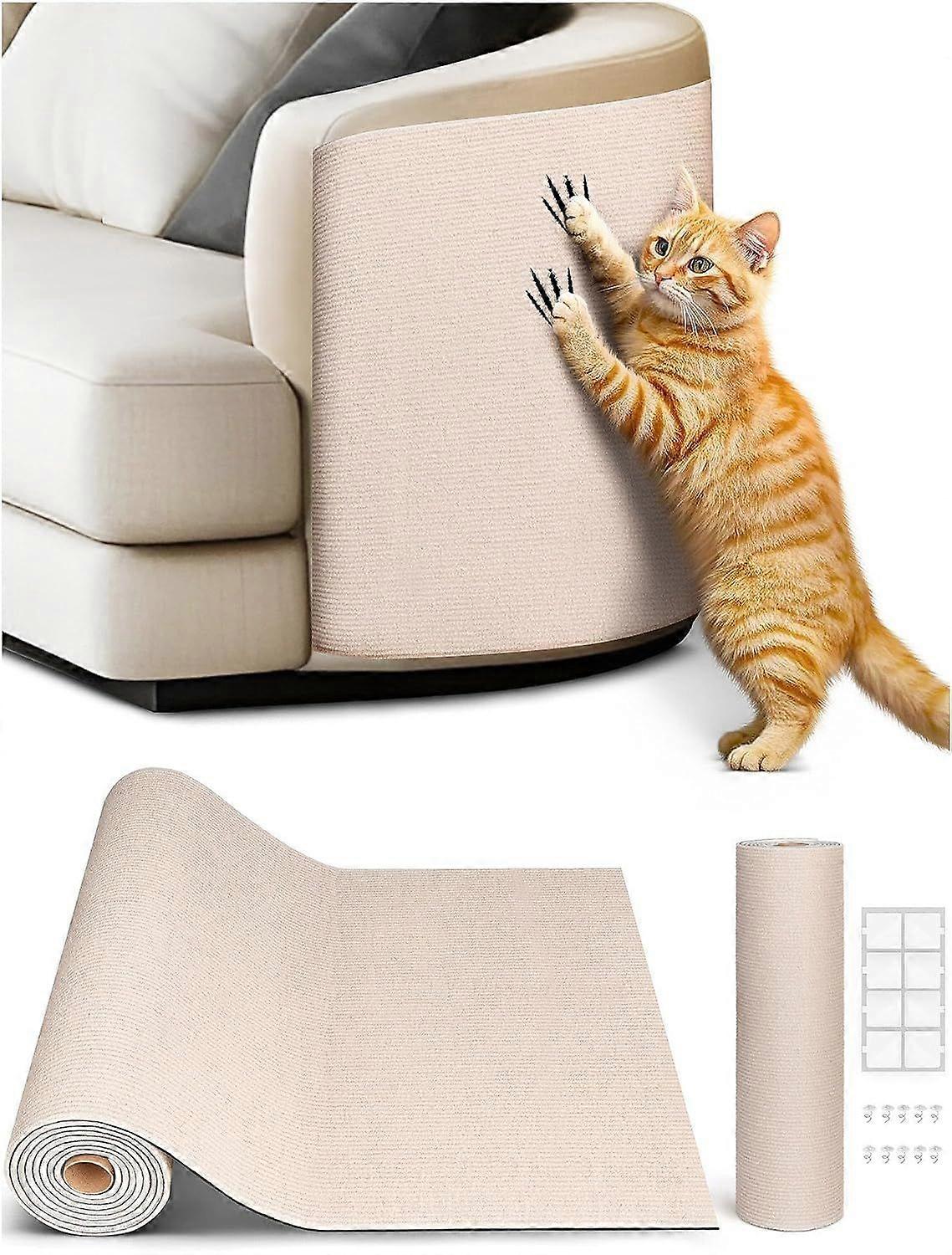 78.7"x15.8" Cat Scratch Mat, Trimmable Self-Adhesive Carpet, DIY Climb Cat Scratcher for Furniture Couch or Wall Protector, Covering Cat Scratching Po