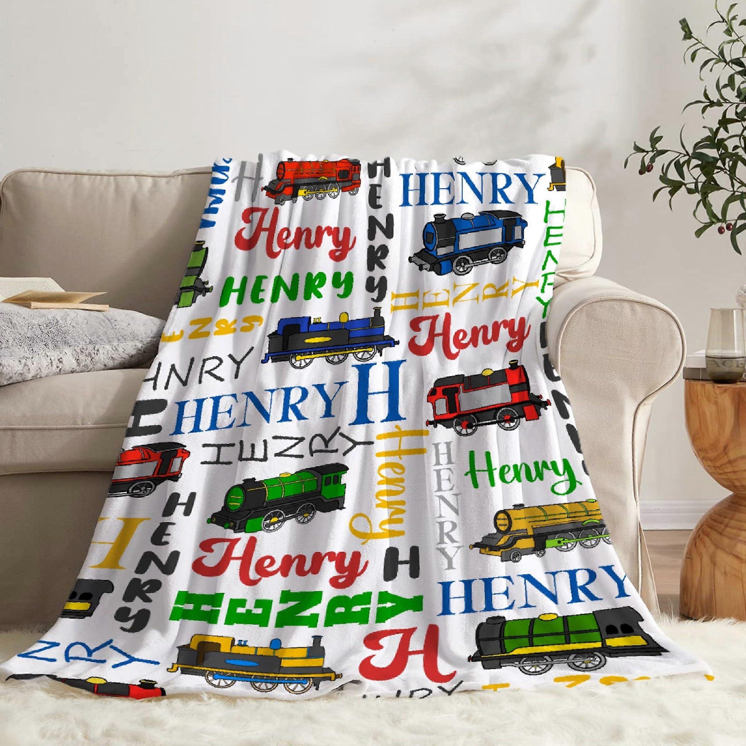 Train Baby Blanket with Custom Name, Extra Large Ultra Soft Fleece Throw 120x90 for Boys