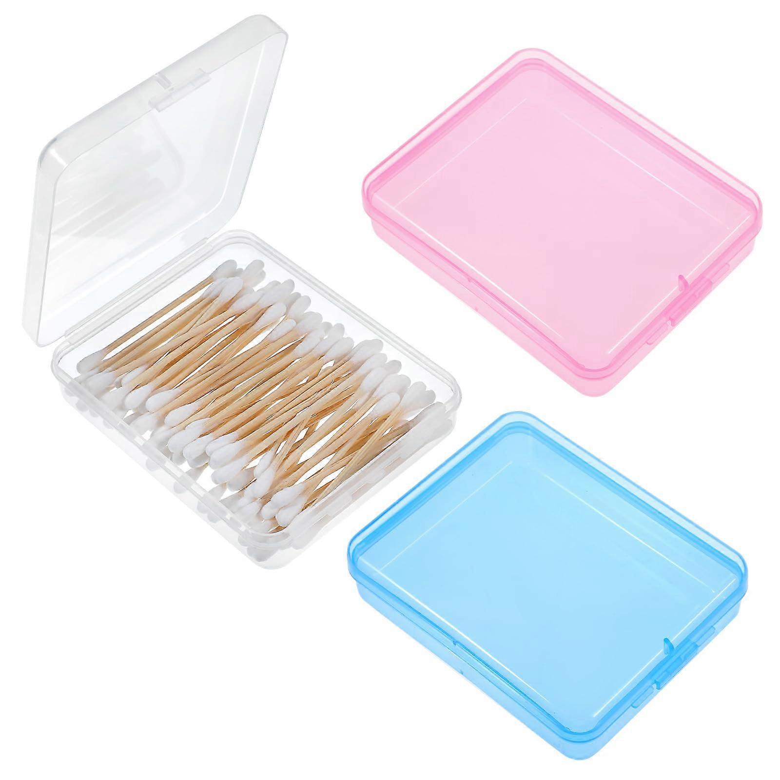 Cotton Pad Holder Travel Cosmetic Organizer Set with Transparent Lid for Swabs Sponges Floss
