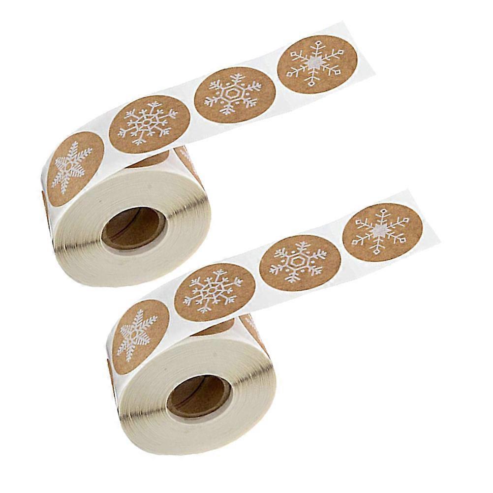 Christmas Snowflake Sealing Stickers 2 Roll 1000Pcs Self-Adhesive Gift Packaging Labels Multi-Color Strong Adhesiveness