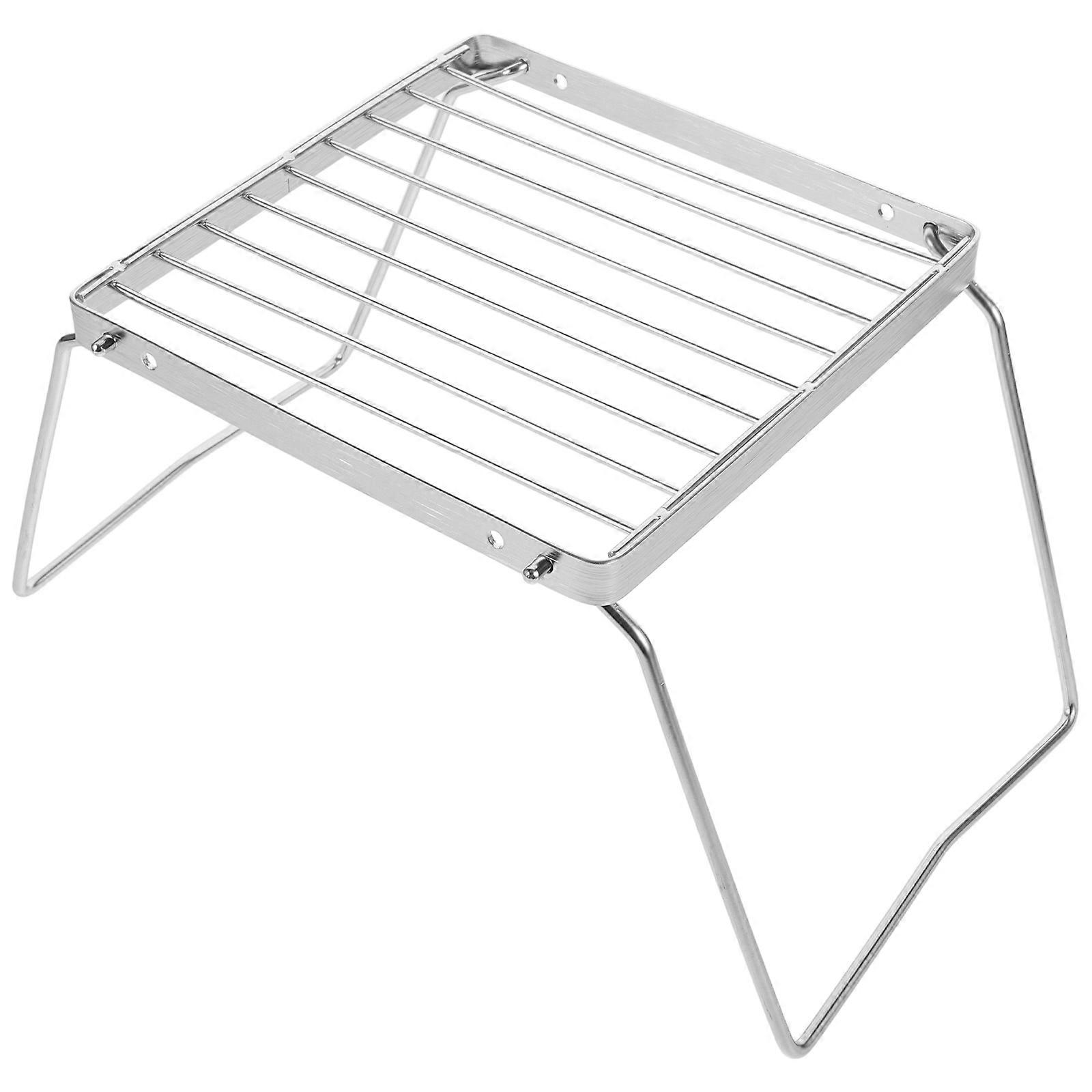 Campfire Grill Stand Silver Stainless Steel for Bbq Use Foldable