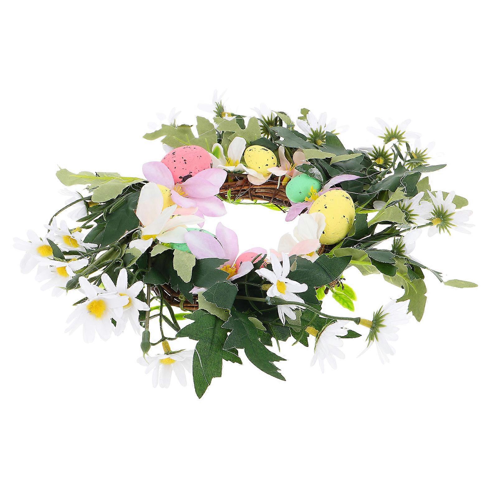 Easter Egg Wreath with Daisy Flowers Spring Wreath for Home