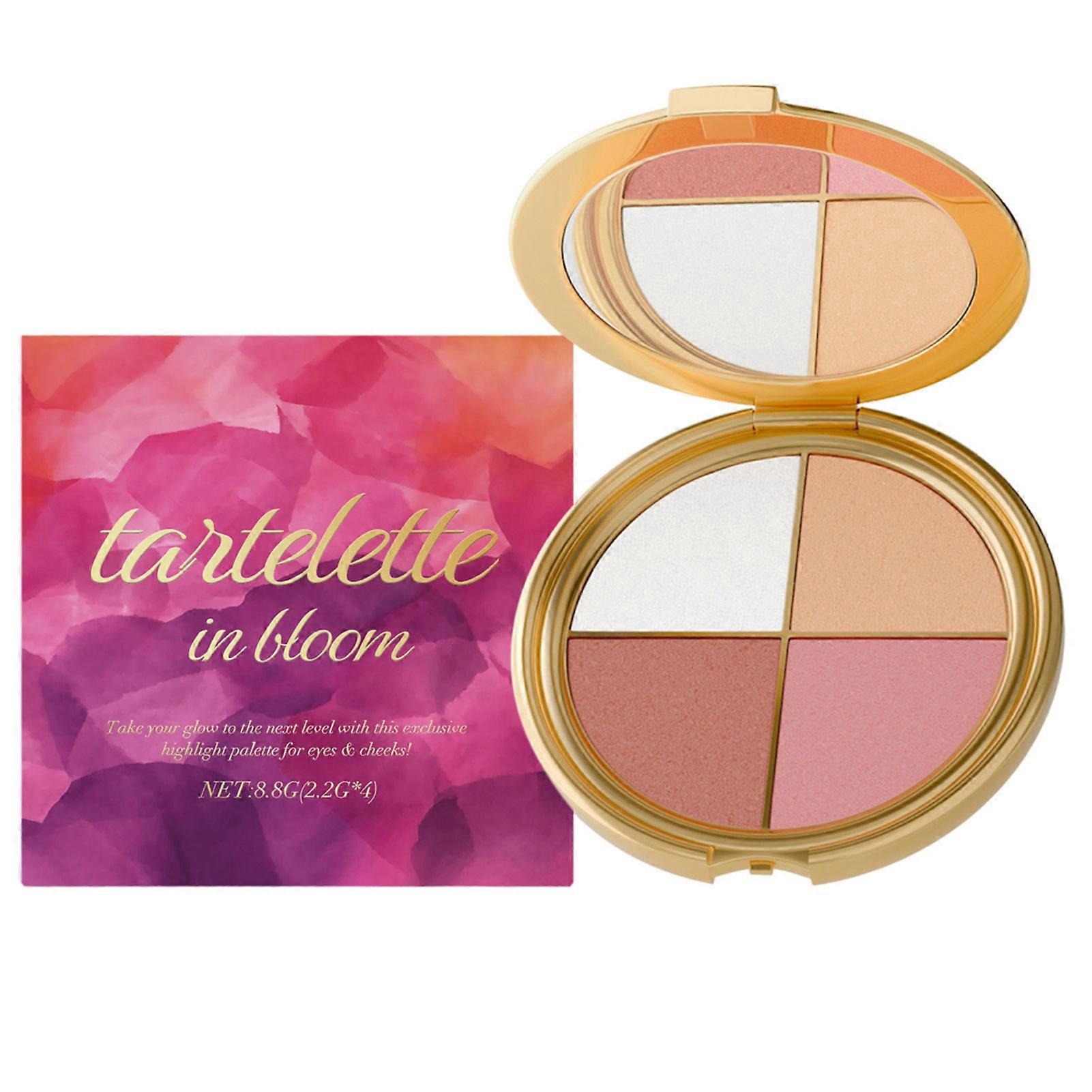 4-Color Multifunctional Palette - Highlighter & Blush with Mica & Vitamin E, 8.8g - Natural Glow, Silky Texture, Travel-Friendly with Mirror
