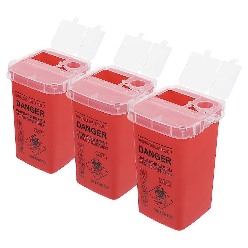 Travel Size Sharps Container Sharps Bin Small Needle Disposal For Barber .50X9.50X9.50CM Flip Open Lid 3Set