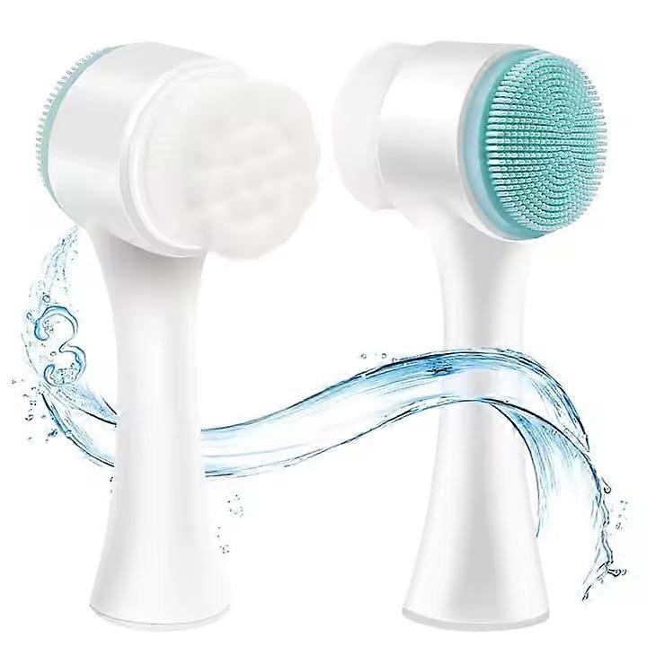 DualSided Facial Cleansing Brush with Silicone and Nylon Bristles for Gentle Exfoliation and Deep Pore Cleaning