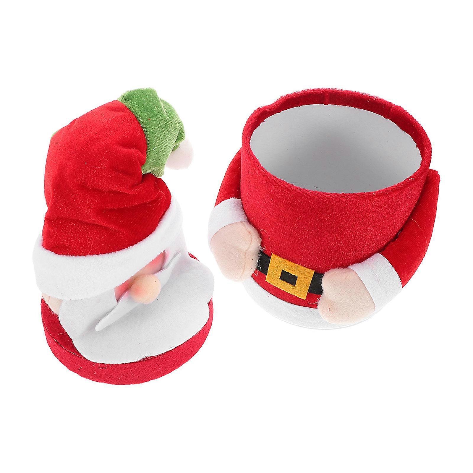 Christmas Candy Can Santa Claus with Lid for Storage Use Red Velour