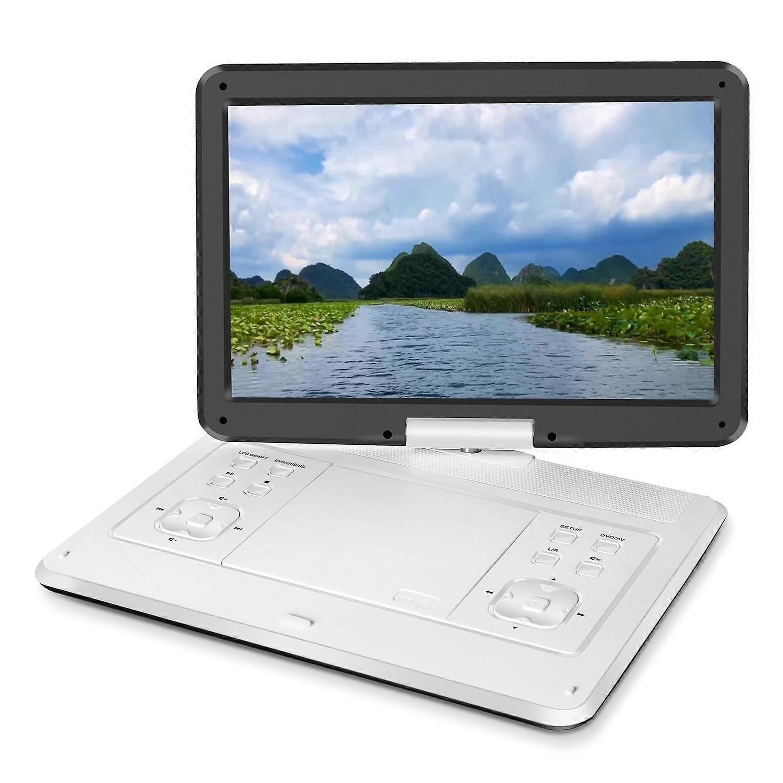 Mobile DVD HD Portable CD Player With Large Rotatable Screen Video Playback Easy To Use White
