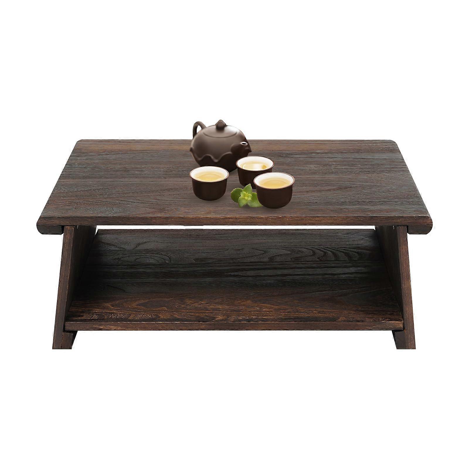 Low Folding Tea Table with Large Wooden  for Floor Sitting and Meditation, 19.7x11.8in