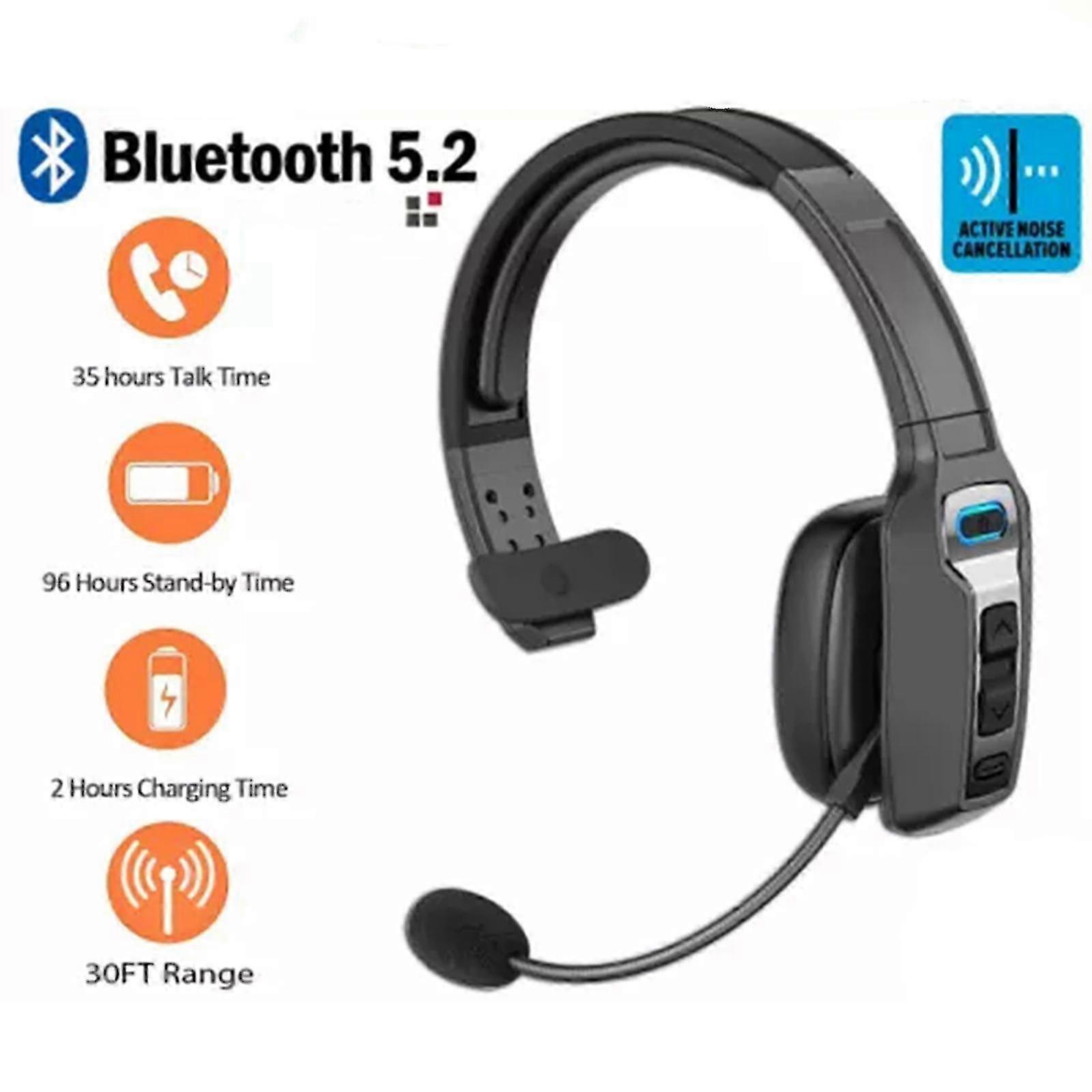 Trucker Bluetooth 5.2 Wireless Headset With Noise Cancelling Mic For Phones PC
