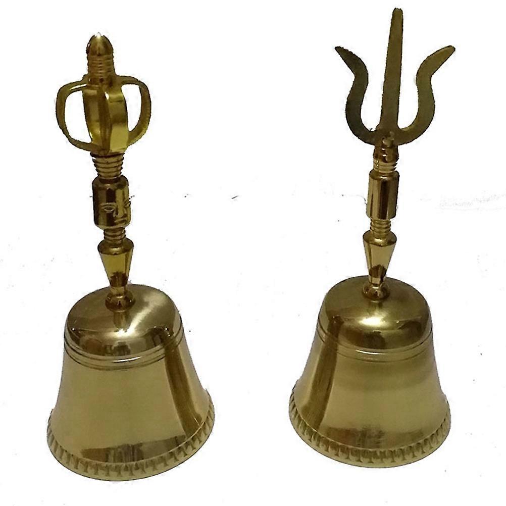 Golden Copper Handbell Buddha Bell for Use 3Pcs Table Bells
