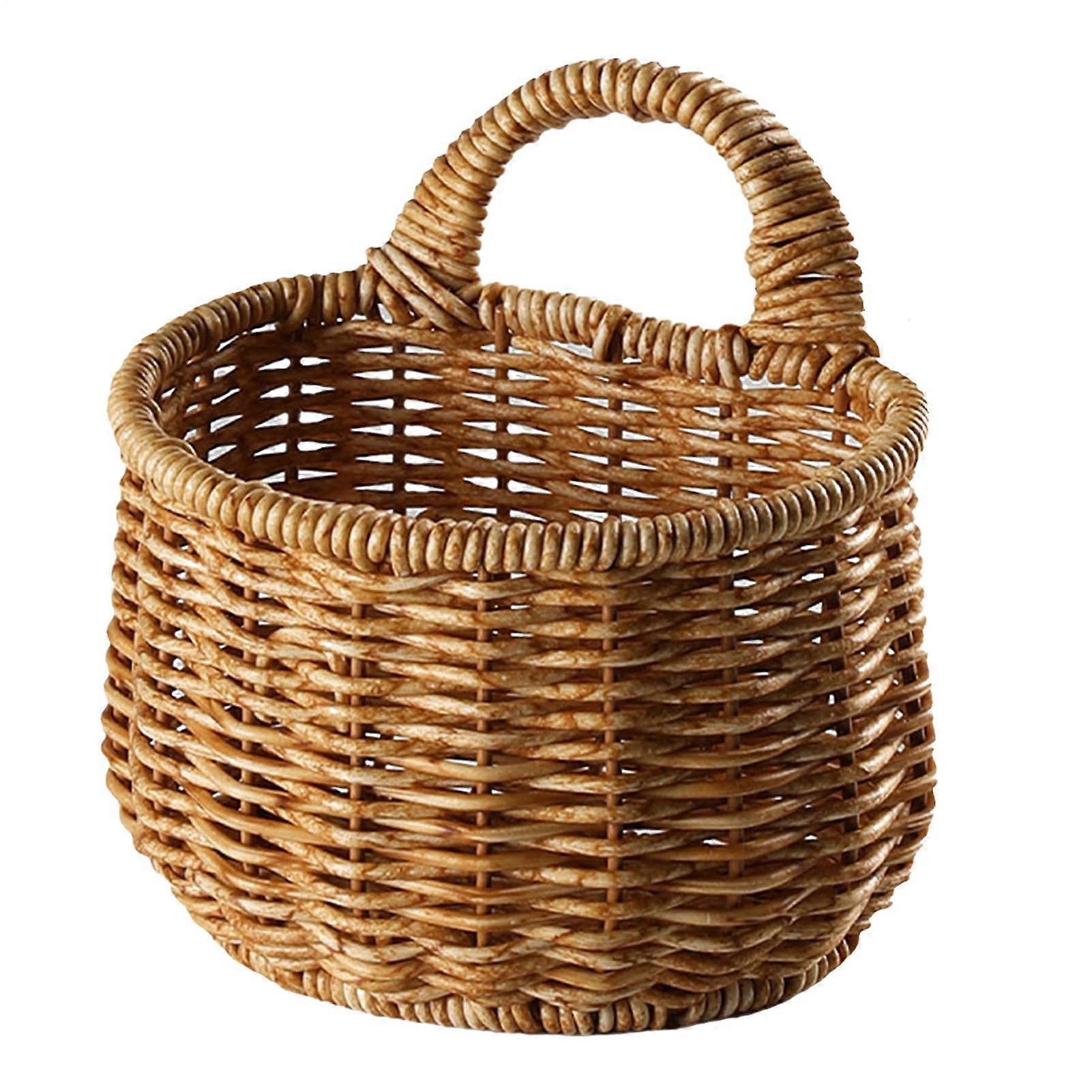 Boho Wall Basket Handwoven Rustic Hanging Storage for Kitchen Entryway and Home Decor