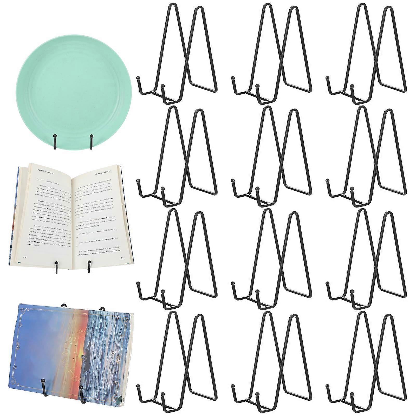 12 Pack 5.6 Inch Black Iron Plate Display Stand with Stable Triangular Structure for Photos