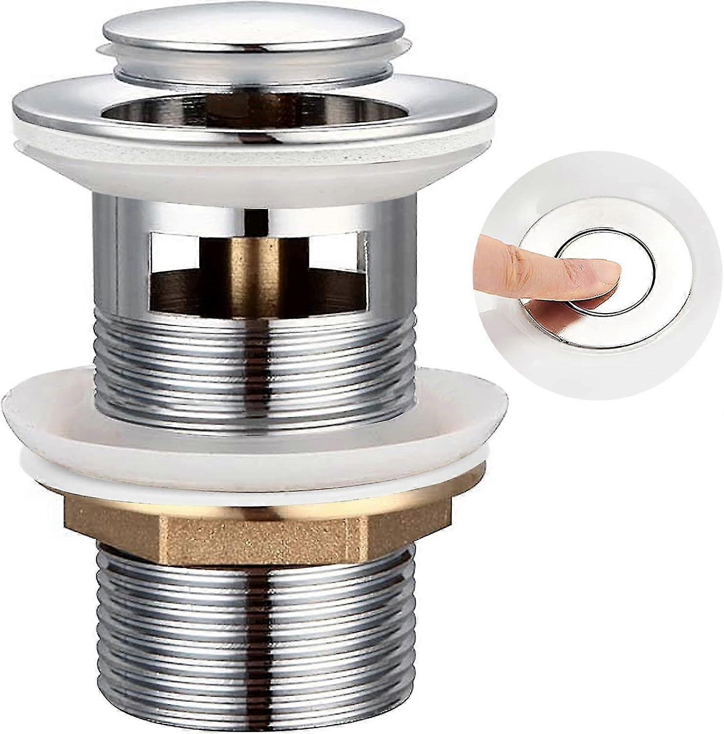 Sink Drain, Pop-Up Drain Click Clack with Overflow, Universal Drain Plug, Chrome