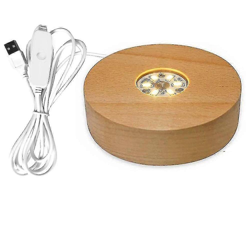 Solid Wood Lamp Base Stand, Rotating Display Stand, Rechargeable Accessory, With Remote Control, Led Light