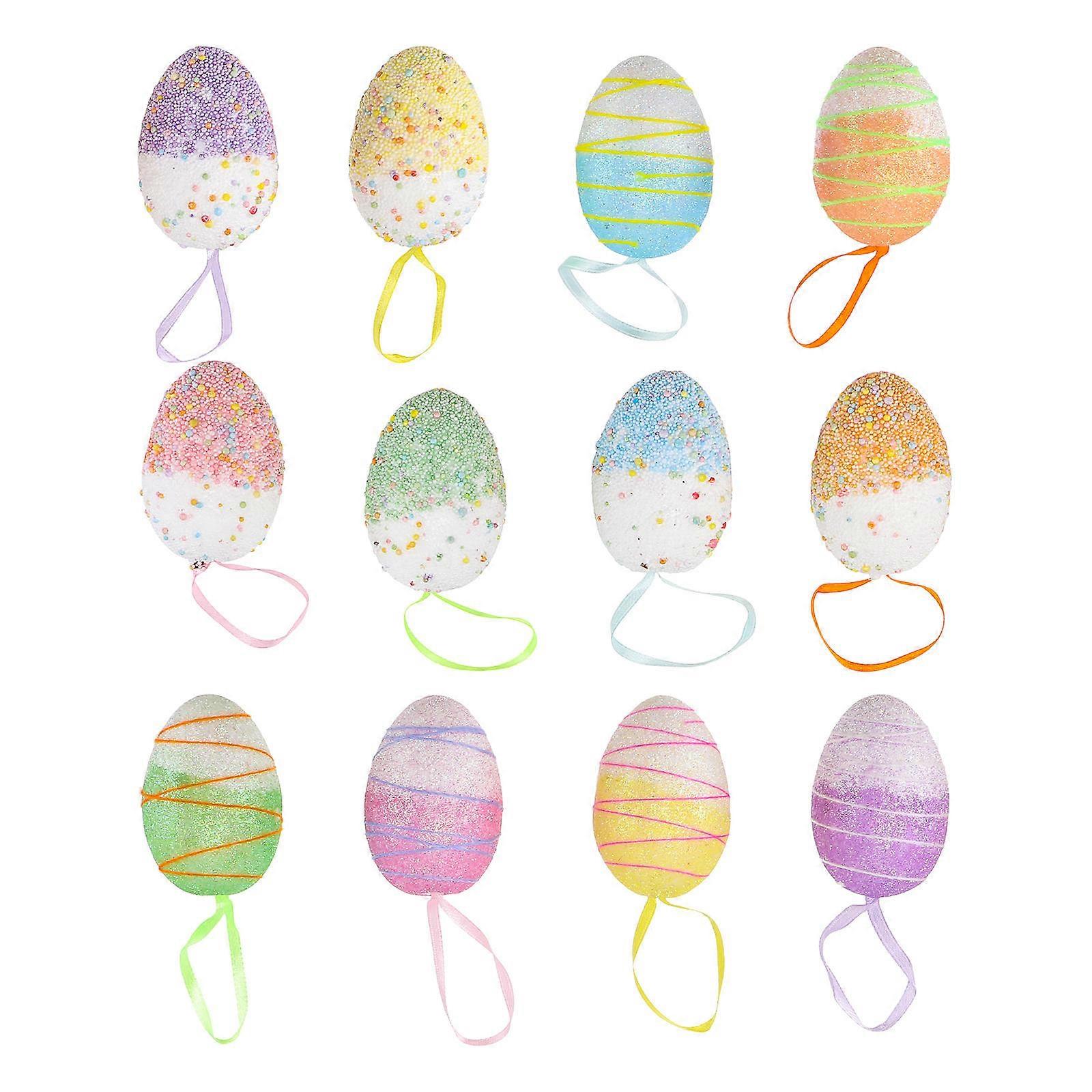 Easter Eggs Decorative Ornaments for DIY Crafts in 12Pcs Set