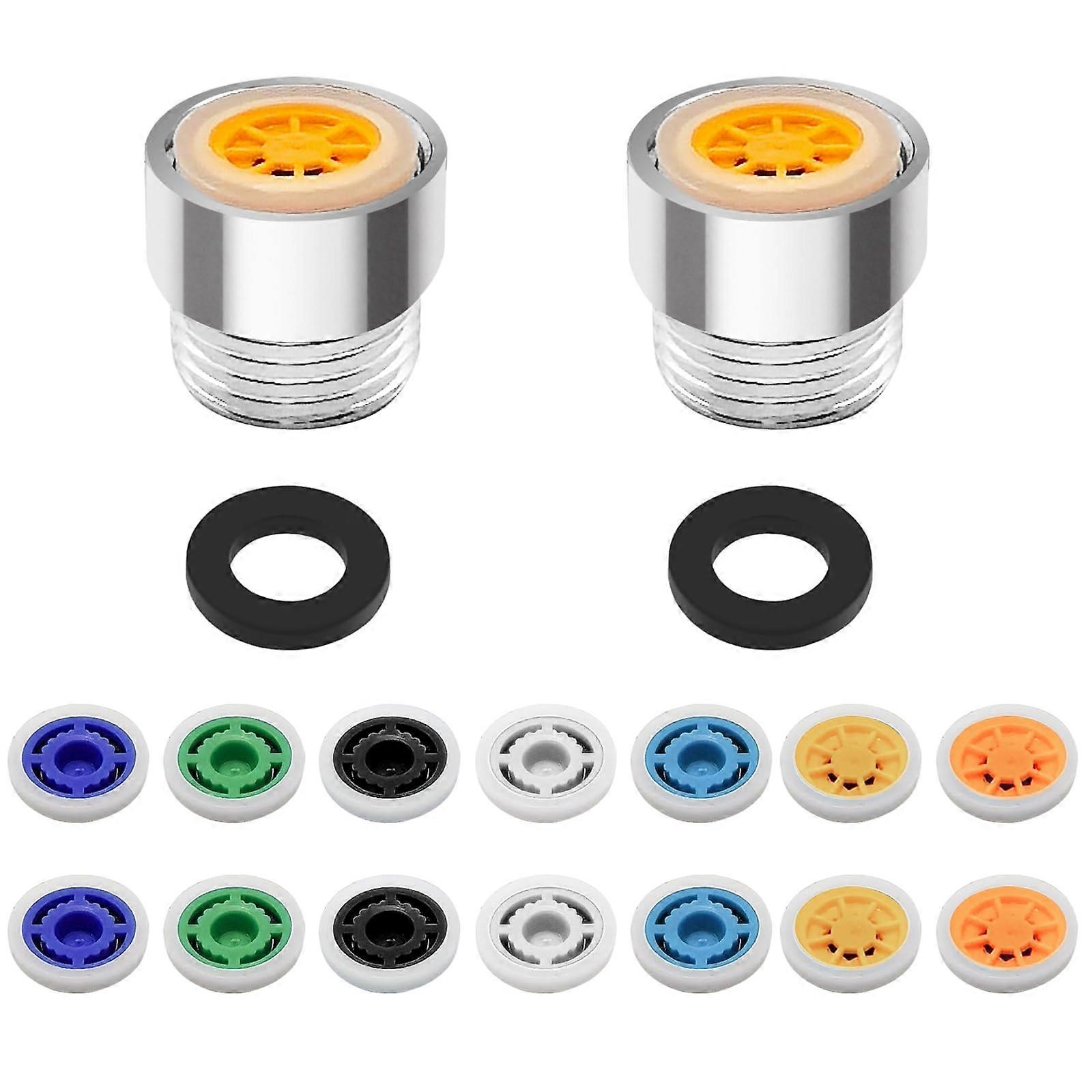 14 Pcs Adjustable Shower Flow Restrictor Valve Set Water Saving Universal Fit Brass with 7 GPM Options