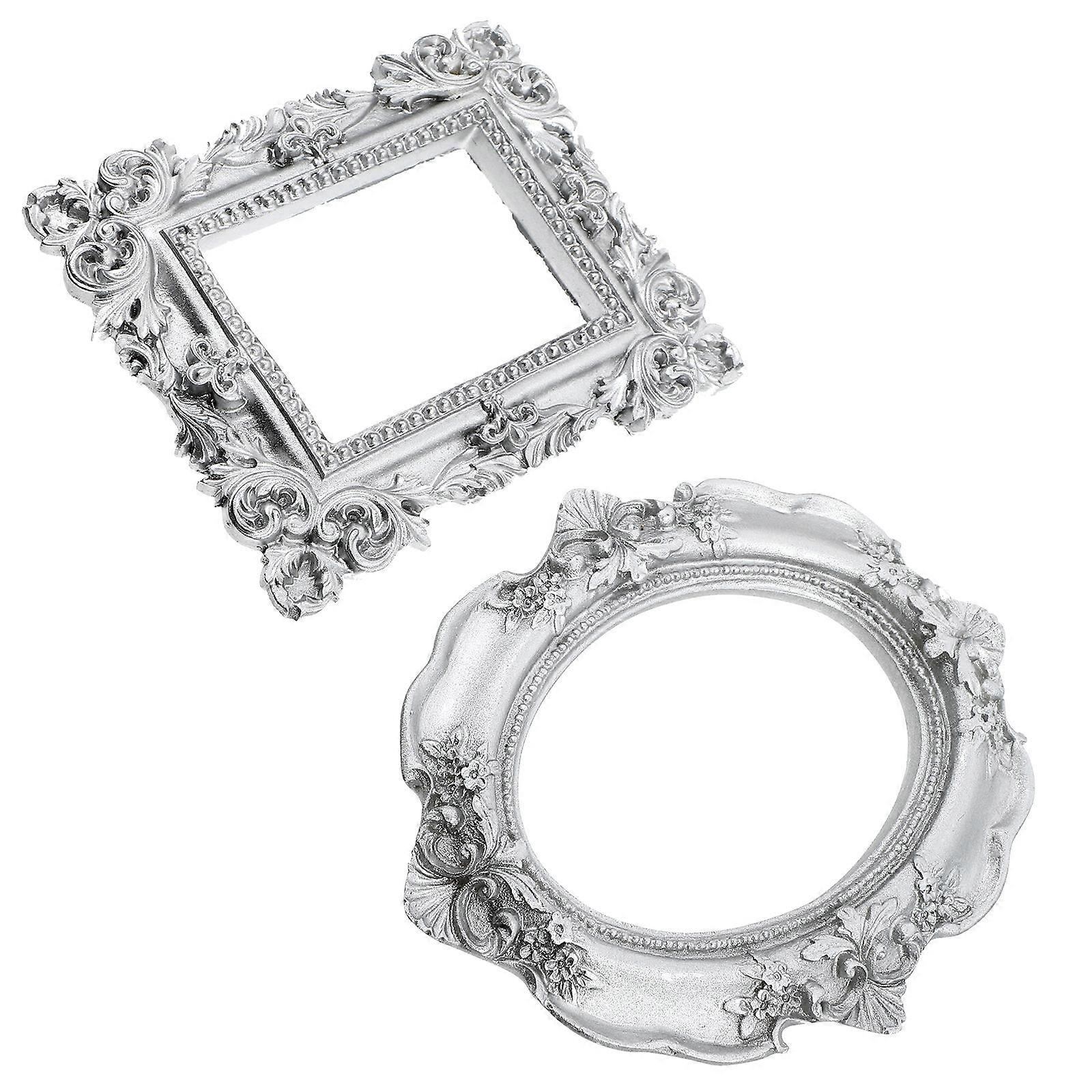Mini Photo Frames Photo Props for Home Use Silver Plastic 1Set Set