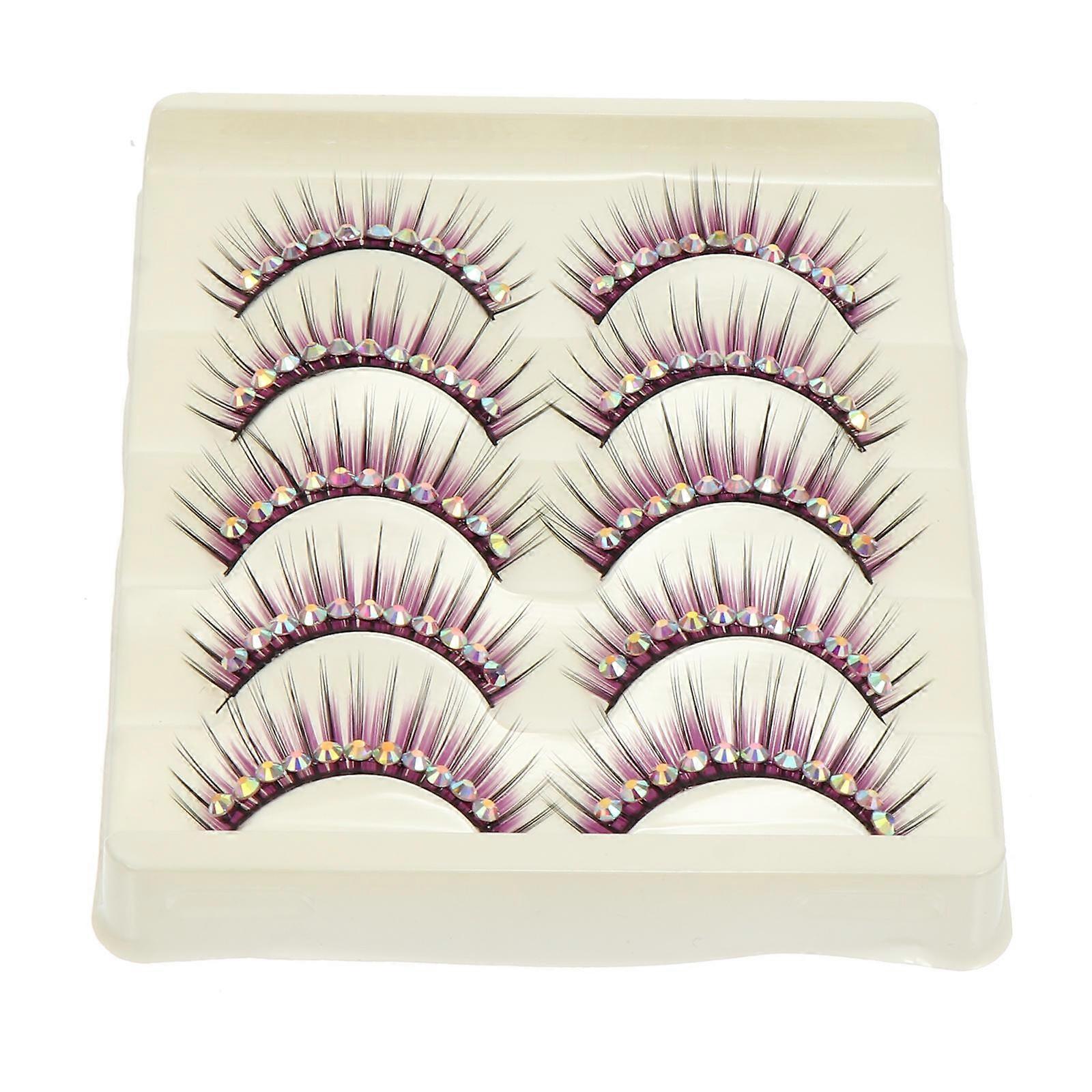 False Eyelashes Exaggerated False Eyelashes with Diamond for Performance 5Pairs