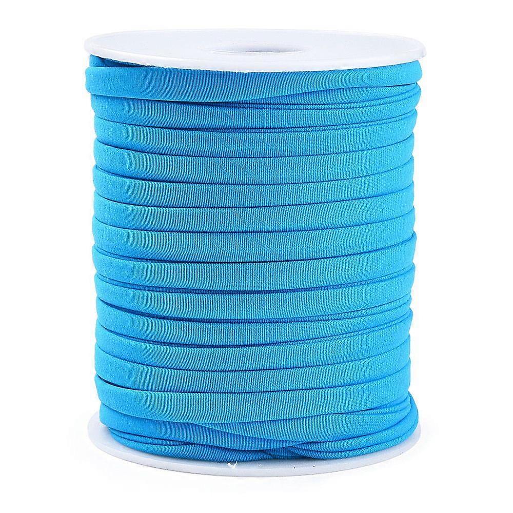 Soft Nylon Cord Flat Deep Sky Blue 5x3mm about 21.87 yards(20m)/roll
