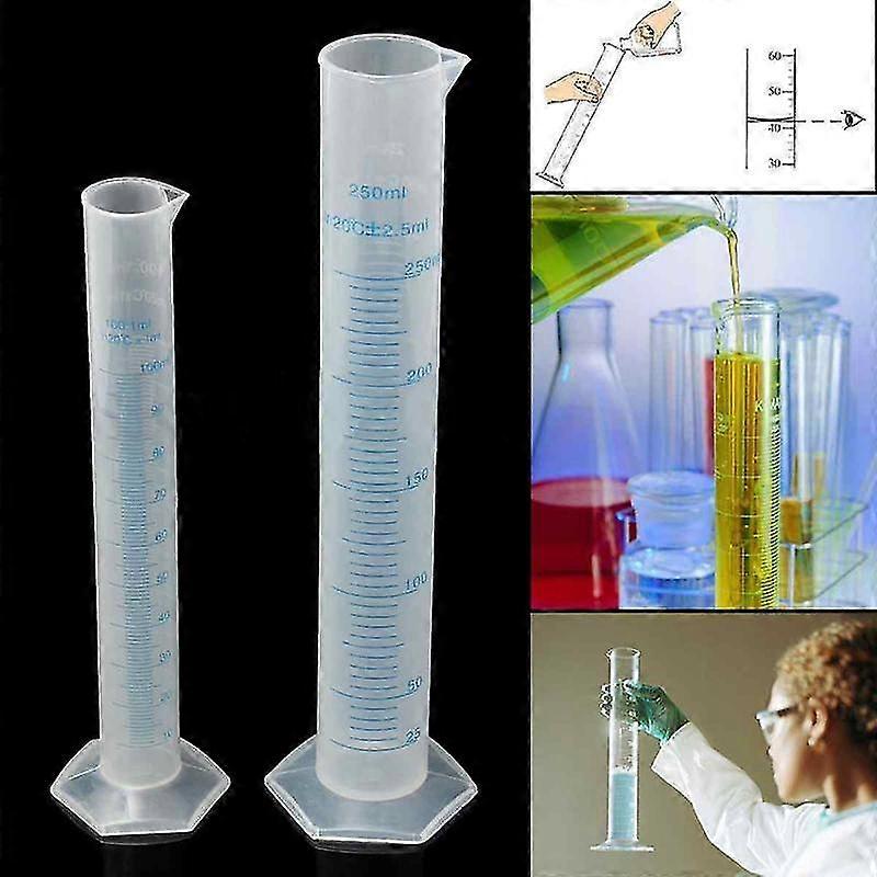 100/250ml Plastic Measuring Graduated Cylinder Liquid Lab Test Experiment Cup