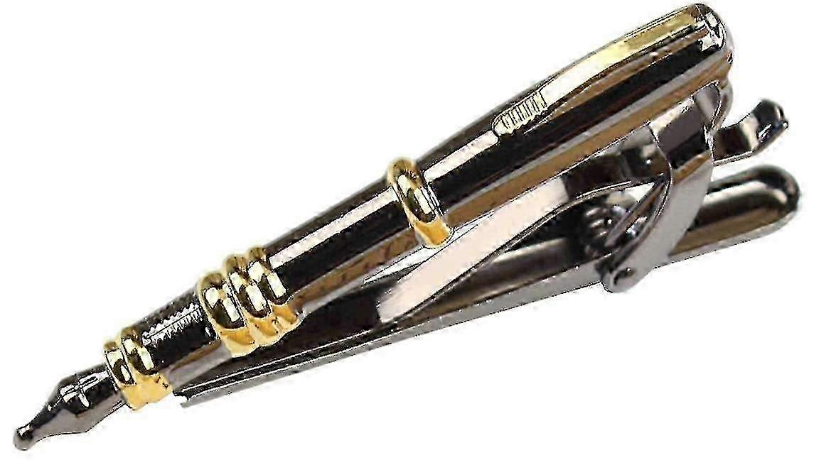 Stilou din aur negru Tie Bar Clip
